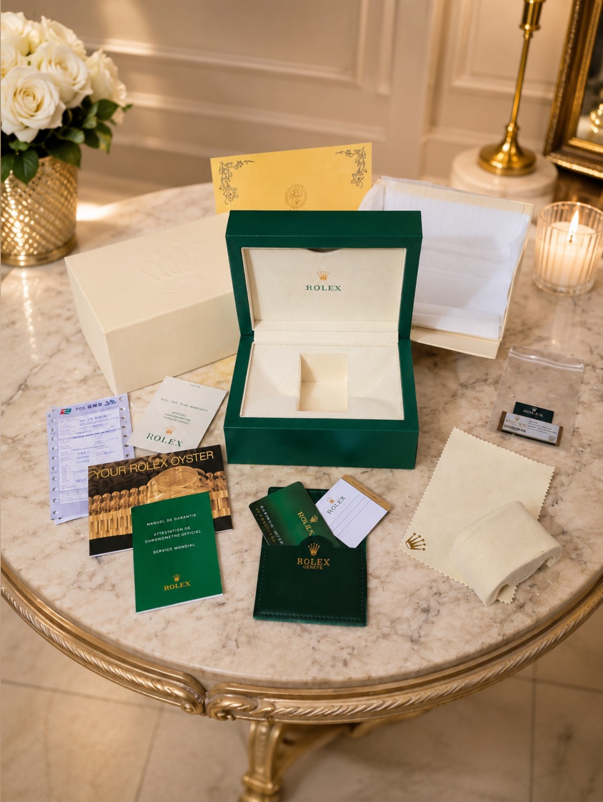 Authentic Rolex Oyster Watch Box Complete Set Document Card Holder Booklet